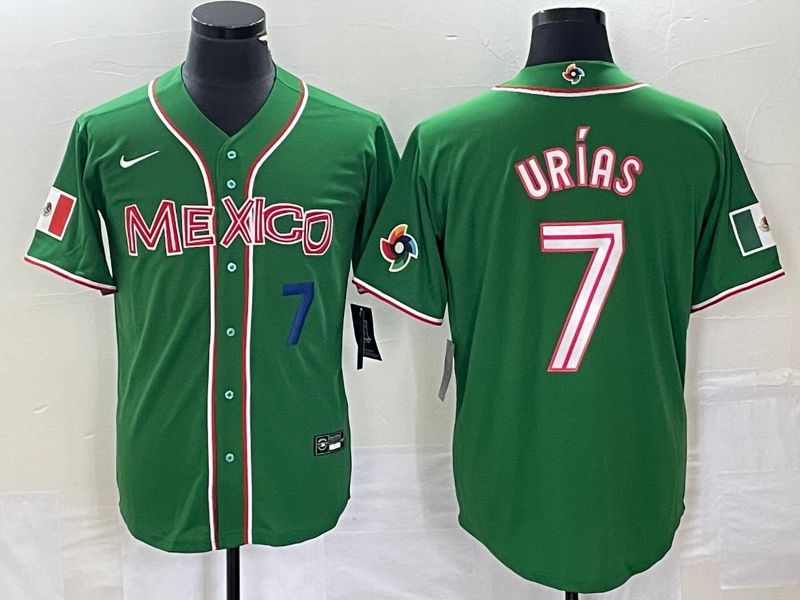 Men 2023 World Cub Mexico 7 Urias Green Nike MLB Jersey22